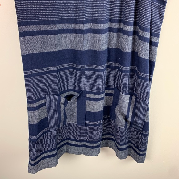 LOFT Blue Striped Front Pocket Halter Dress Size S - Picture 4 of 5